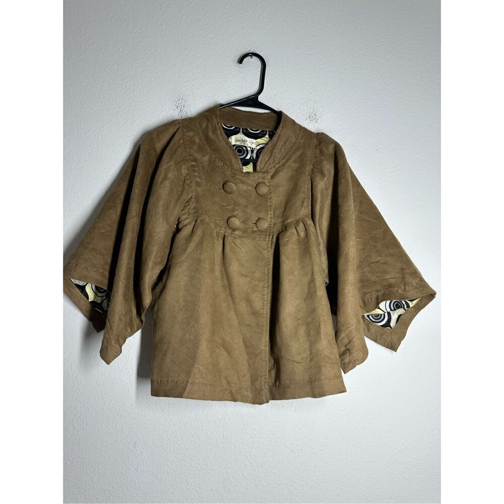 Sugar Lips Women's Tan 3/4 Sleeve Peter Pan Collar Short Jacket Sz S See Notes
